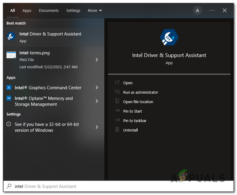 Launch the Intel Driver & Support Assistant application