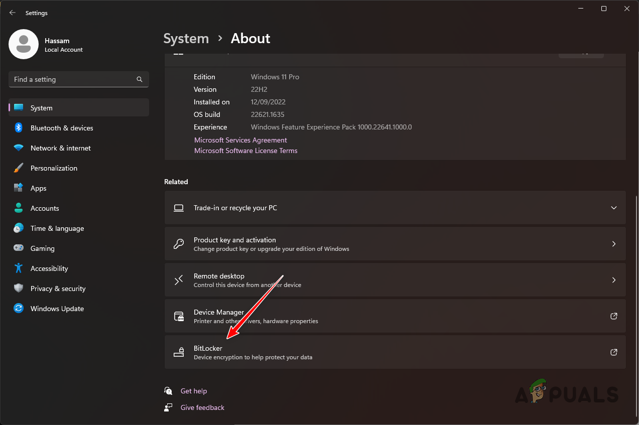 Navigating to BitLocker Settings