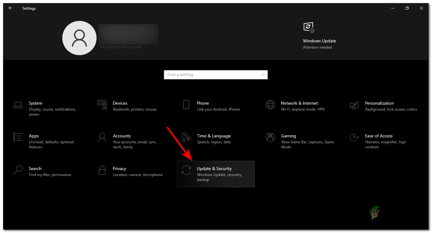 In the Settings app, select the "Update & Security.