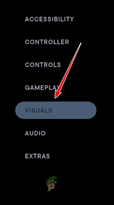Navigating to Visuals Settings