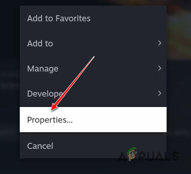 Navigating to Game Properties