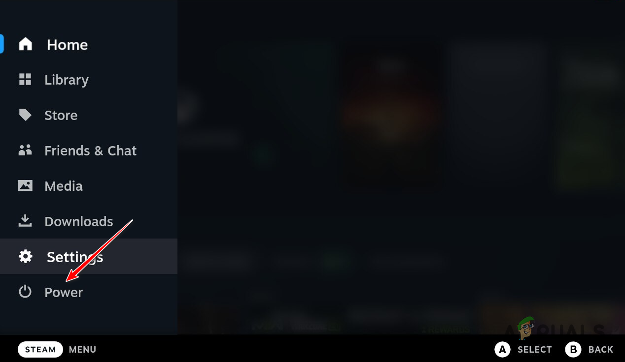 Navigating to Power Menu