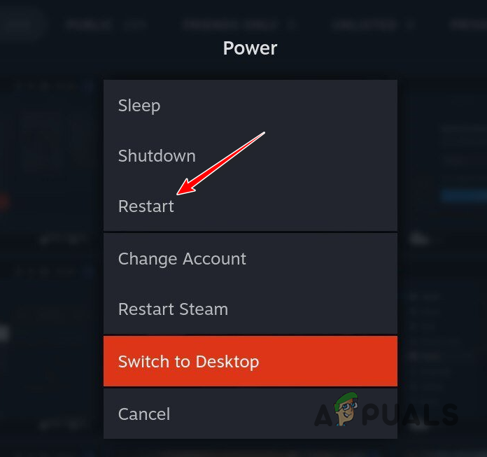 Restarting Steam Deck