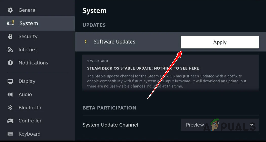 Applying Software Updates on Steam Deck