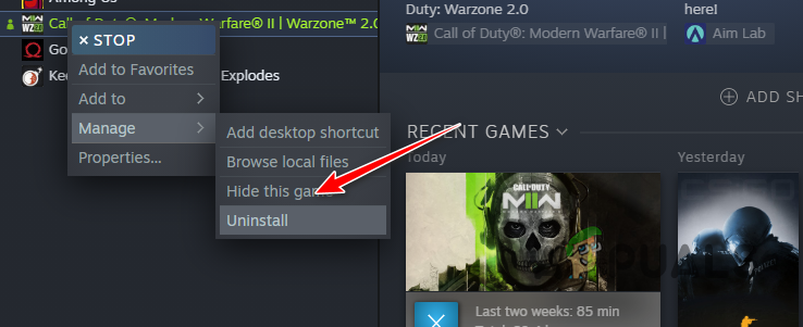 Uninstalling COD Modern Warfare II