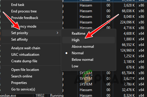 Changing Priority to High