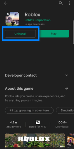 Click on the "Uninstall" Button and reinstall it