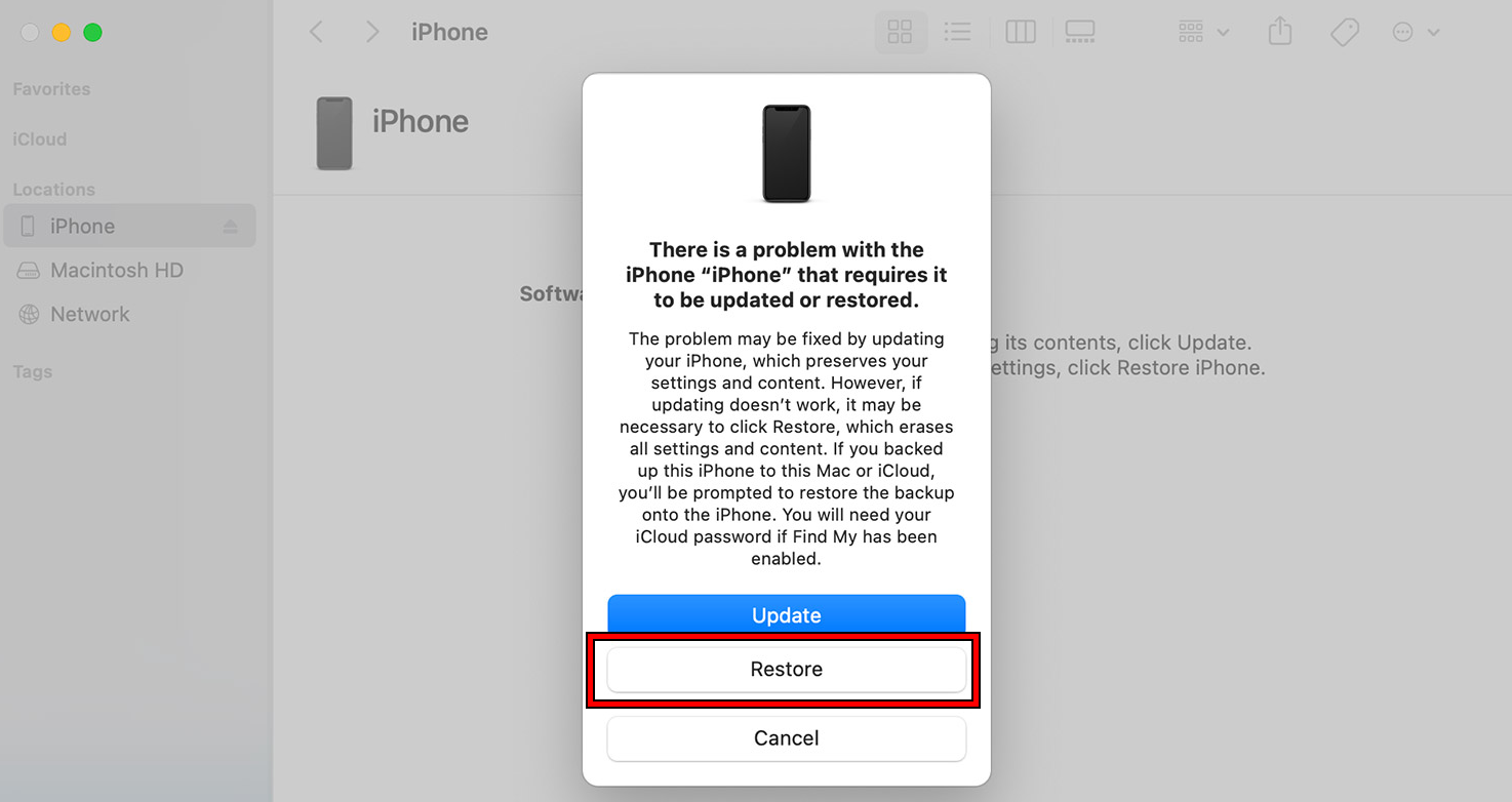 Restore iPhone Through iTunes
