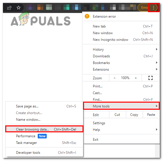 Selecting More tools option