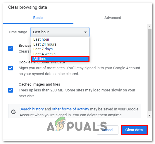 Clearing Cache from Google