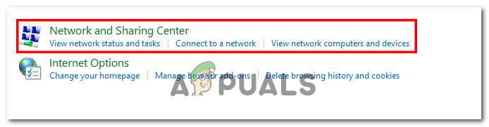 Opening Network and Sharing Center