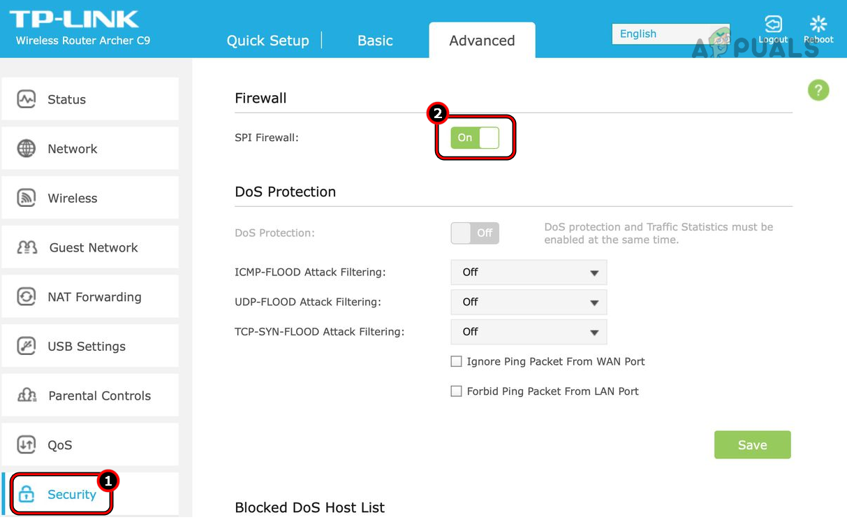 Disable the Router's Firewall