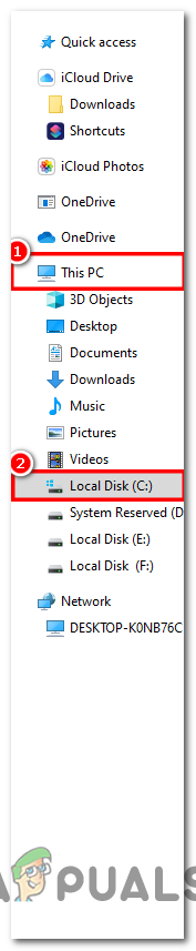 Navigating to Local Disk C