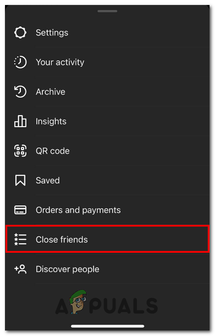 Clicking on Close Friends