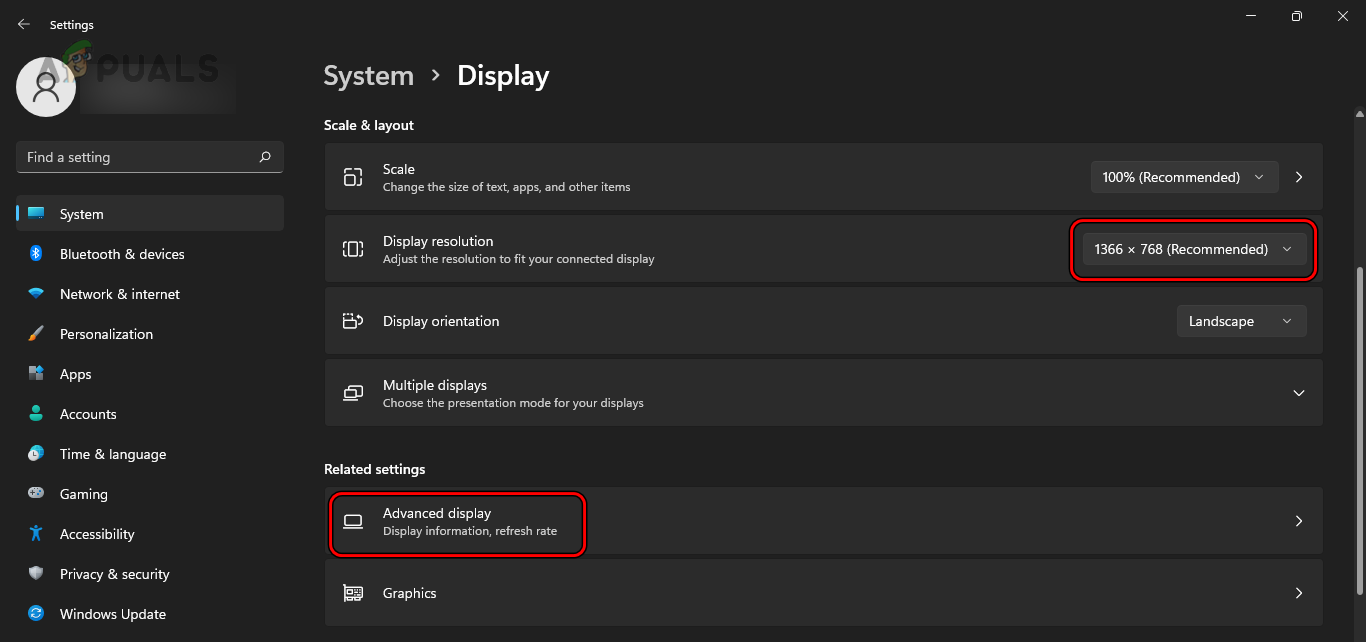 Lower the Display Resolution and Open Advanced Display