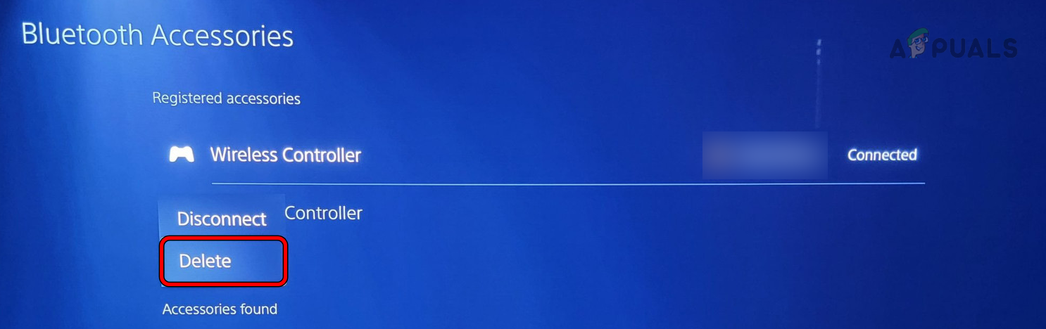 Delete the PS5 Controller in the Bluetooth Accessories of the PS5