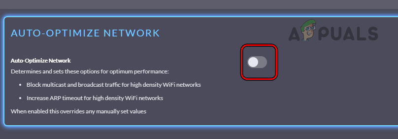Disable Auto Optmize Network