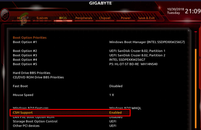 Enable CSM in the System's BIOS