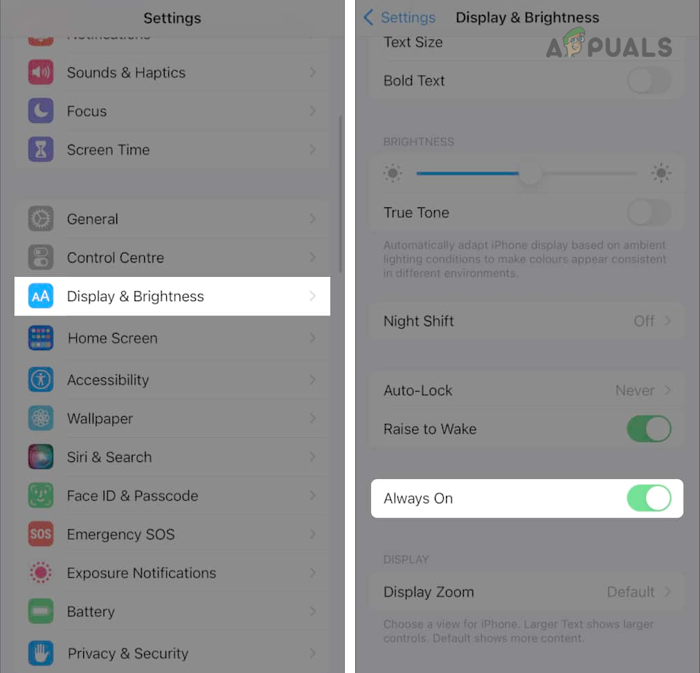 Enable Always on Display on the iPhone