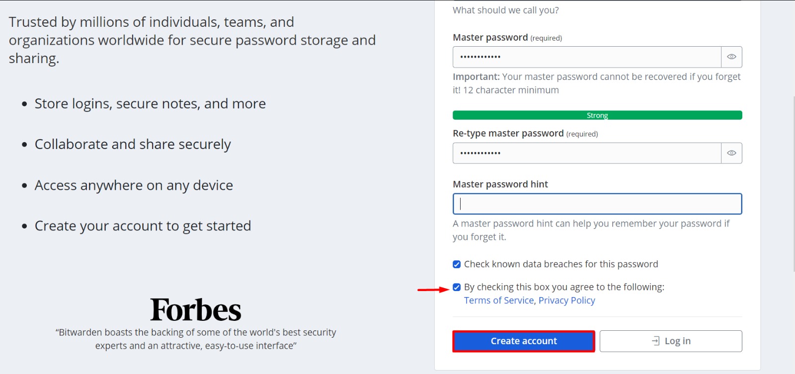 Click on Create Account
