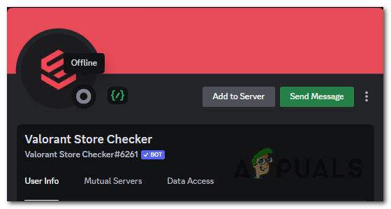 you can also check the bot's status by looking for a gray or dimmed indicator next to its username.