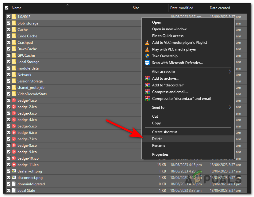 Select all files, right-click on any selected item and choose "Delete" from the context menu.