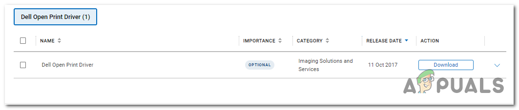 Select the driver compatible with your operating system and click on the download link.