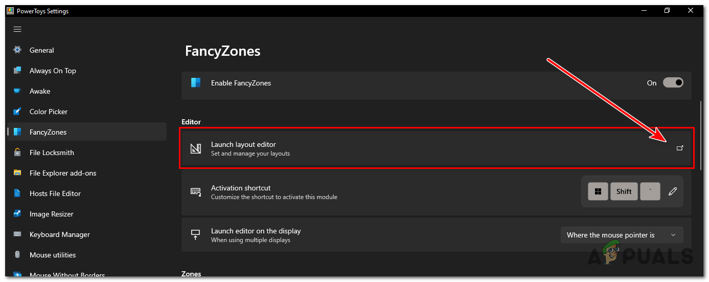 click on "launch layout editor" to enter the layout editor.