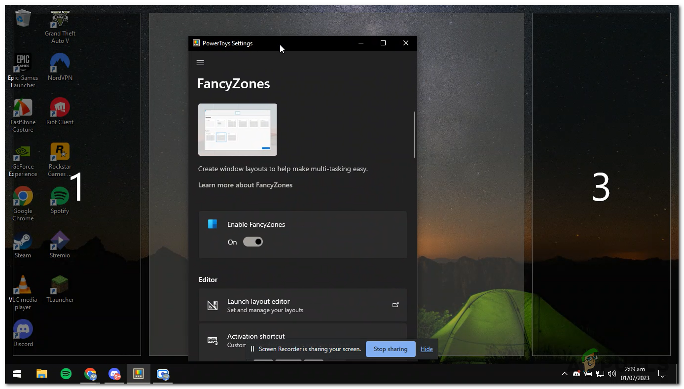 When you approach the edge or zone, you will see a translucent preview of the snap area