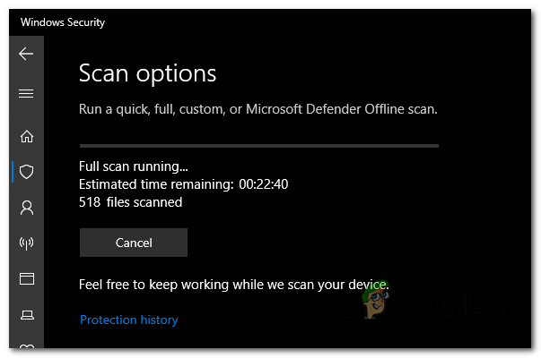 You can monitor the progress of the scan on the screen.