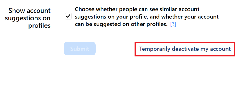 deactivate Instagram