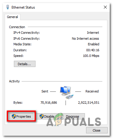 Click on the "Properties" button.