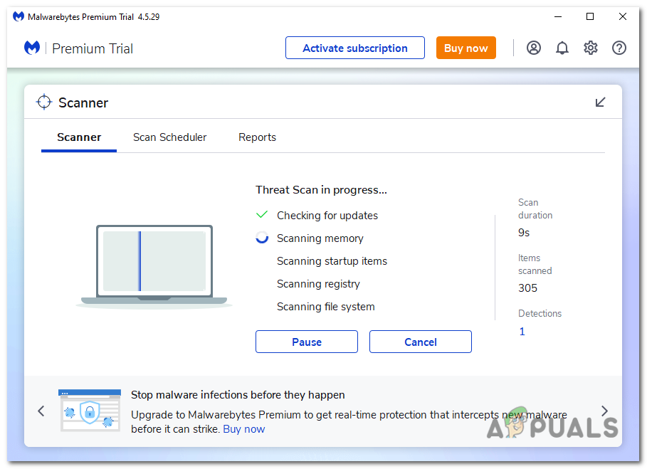 The program will scan your computer for browser hijackers, malware, and potentially unwanted programs.