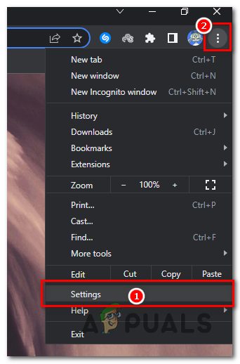 From the dropdown menu, select "Settings".