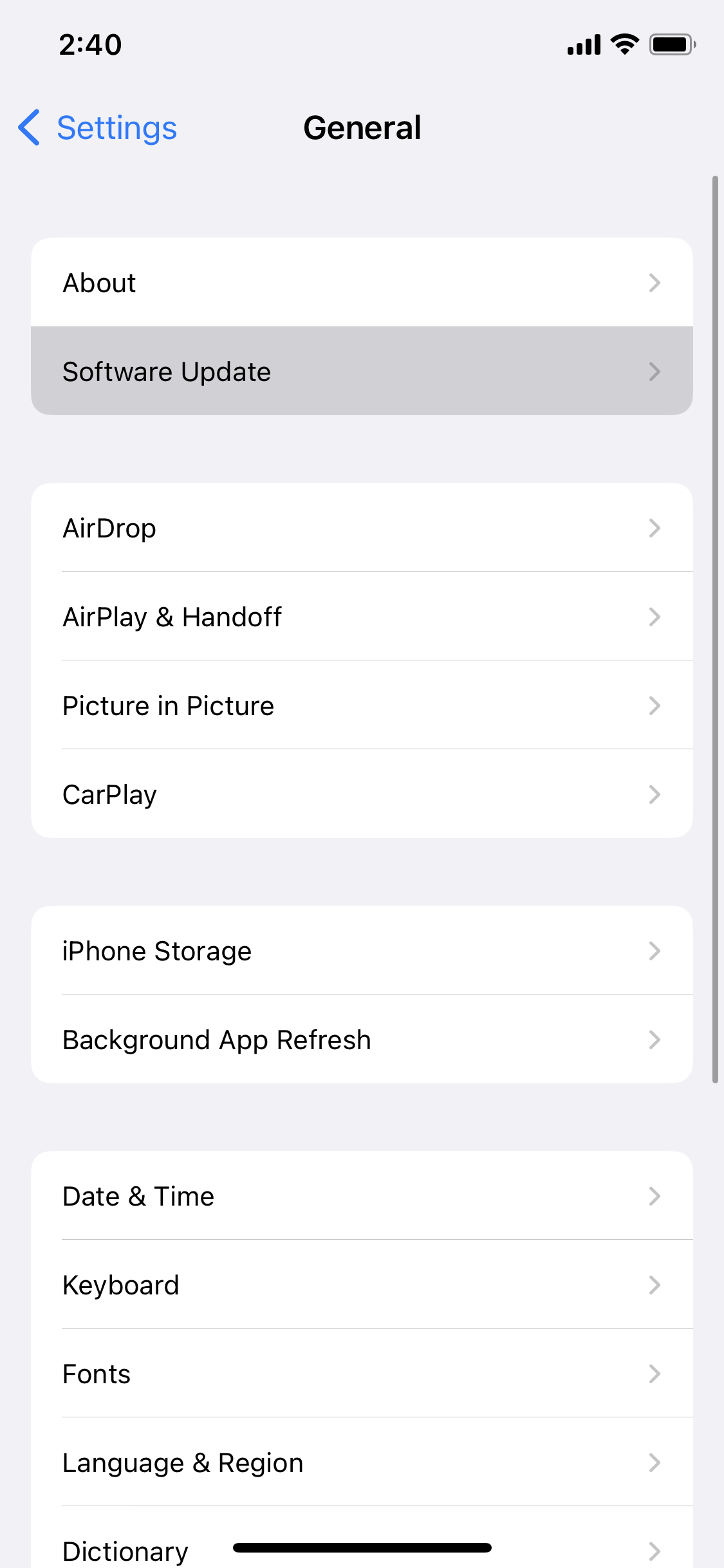 iPhone Software Update screenshot