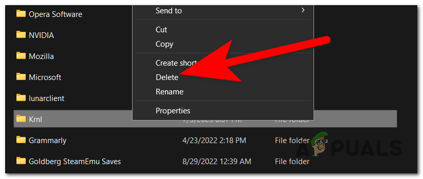 Deleting the Krnl folder