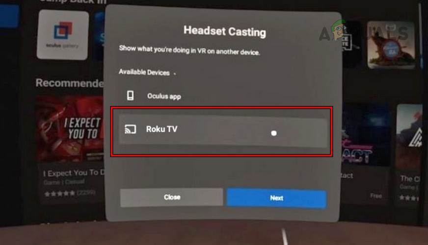 Cast the Screen of Oculus Quest 2 to the Roku TV