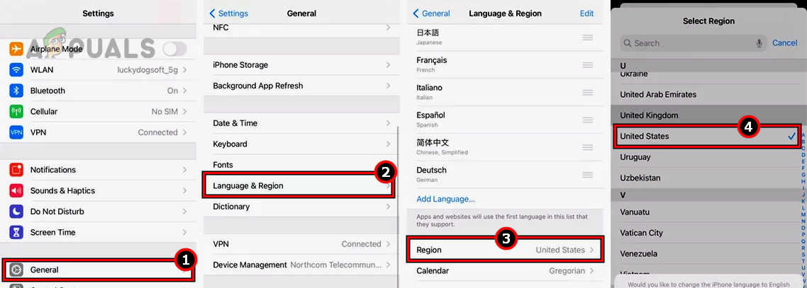 Change the Region on the iPhone to the USA