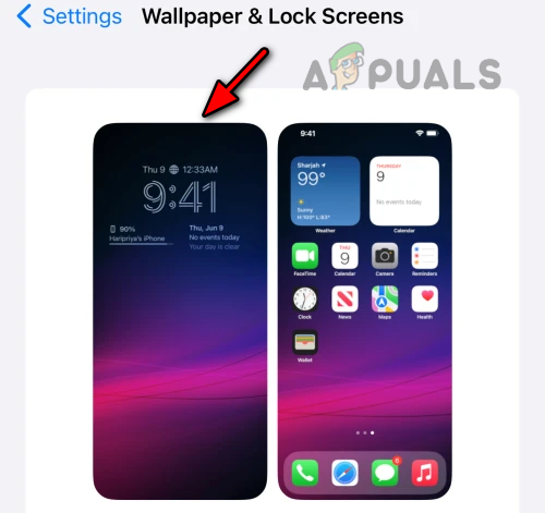 Tap on the Lock Screen Preview of the iPhone