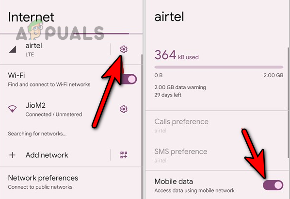 Disable Mobile Data in the Android Phone Settings