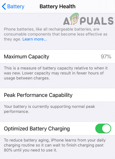 Disable Optimized Battery Charging