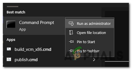 Open Command Prompt with administrator privileges.
