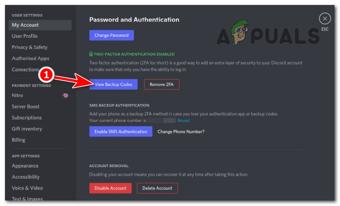 select View Backup Codes and enter your password.