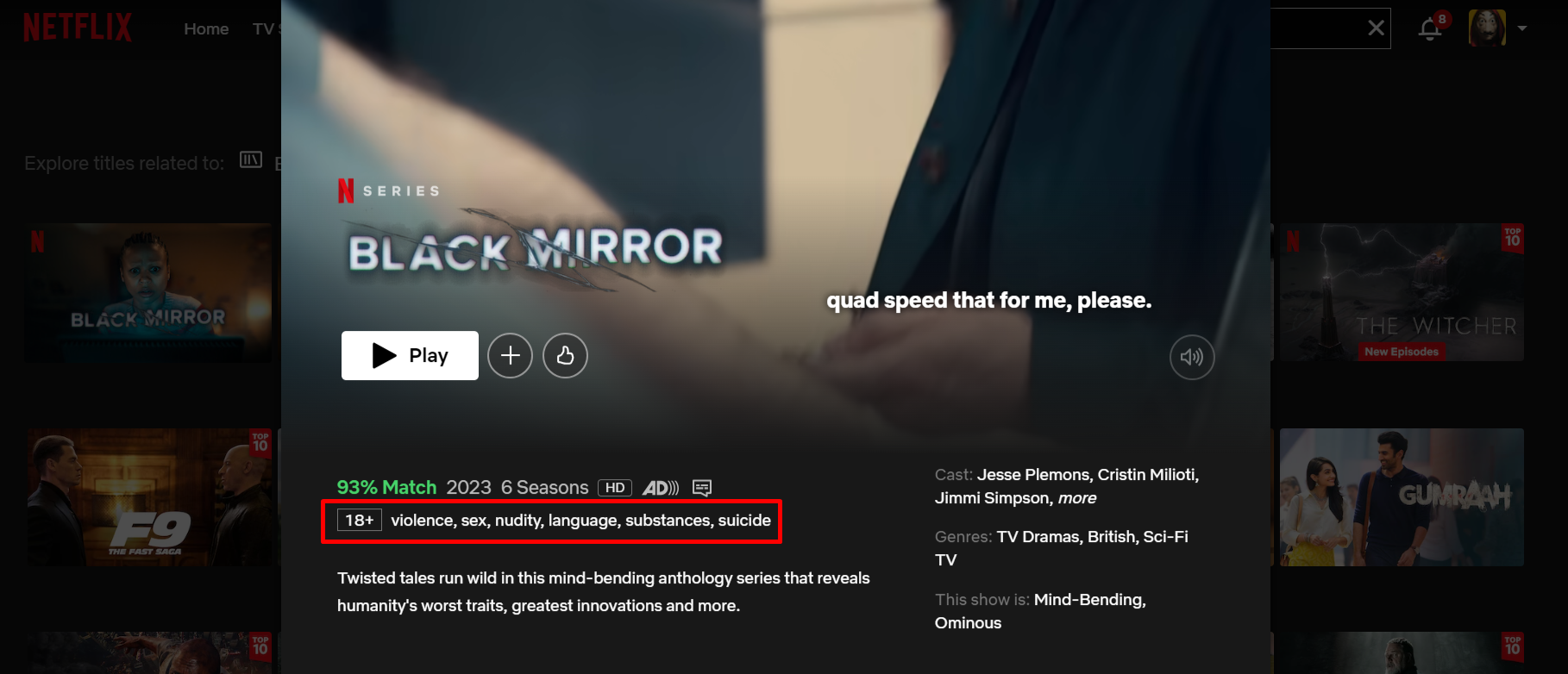 Where to find maturity ratings on Netflix