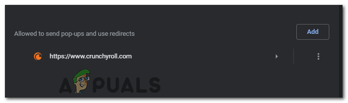 Click on the "Add" button next to the "Allow" section.