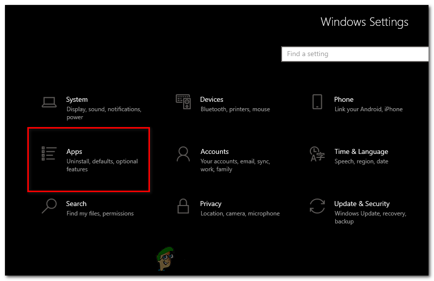 In the "Settings" window, select "Apps".