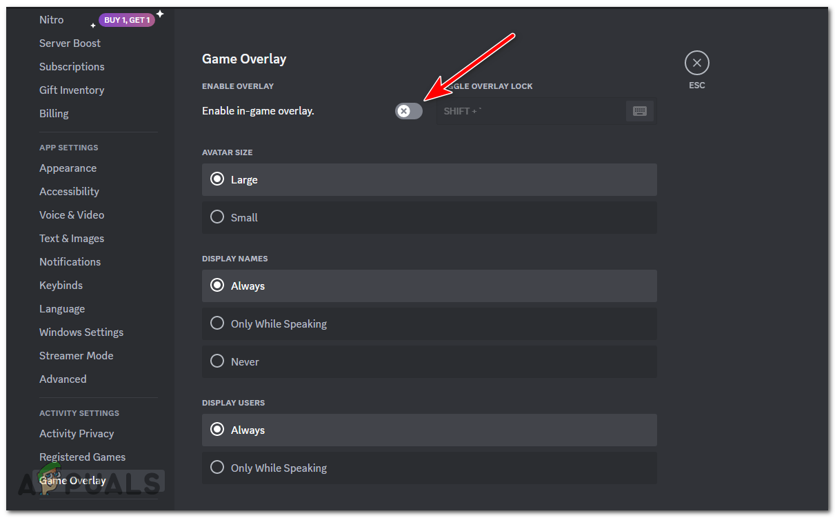 Turn "Enable in-game ovelay." off.