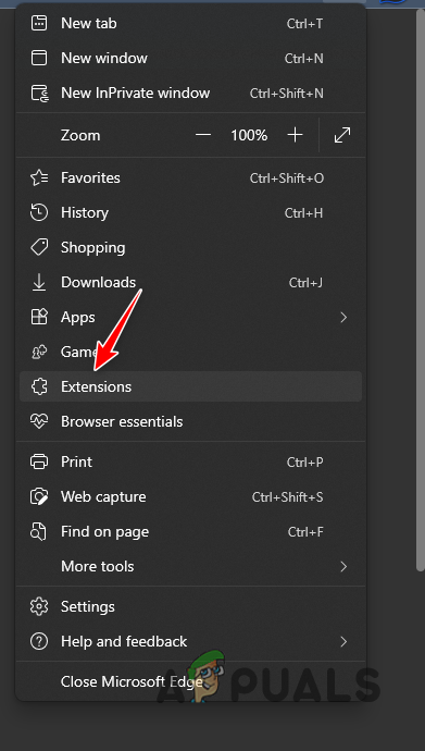 Navigating to Extensions