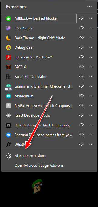 Navigating to Extension Page