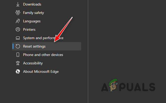 Navigating to Reset Settings